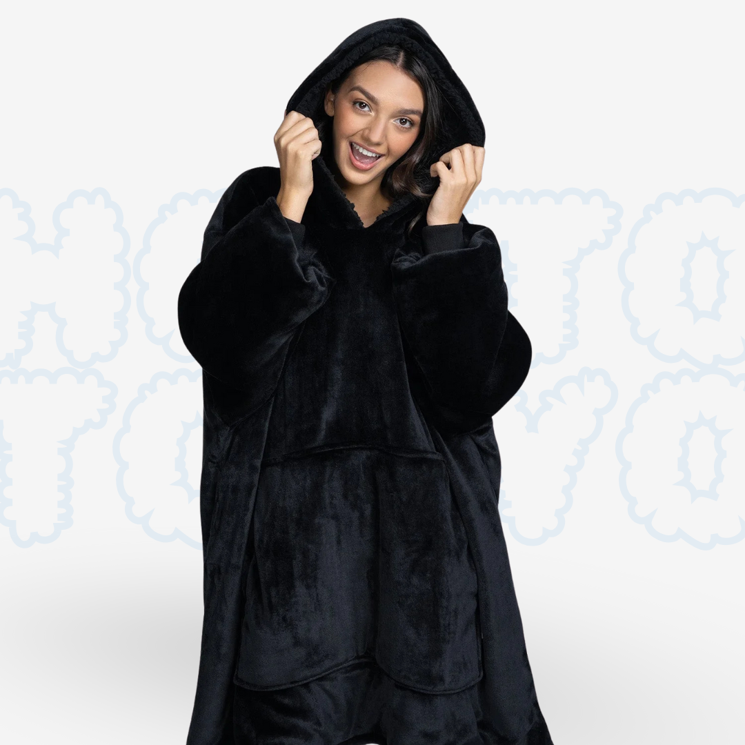 Hotto Tokyo™ ふわもこ着るブランケット・フード付き（ブラック）
