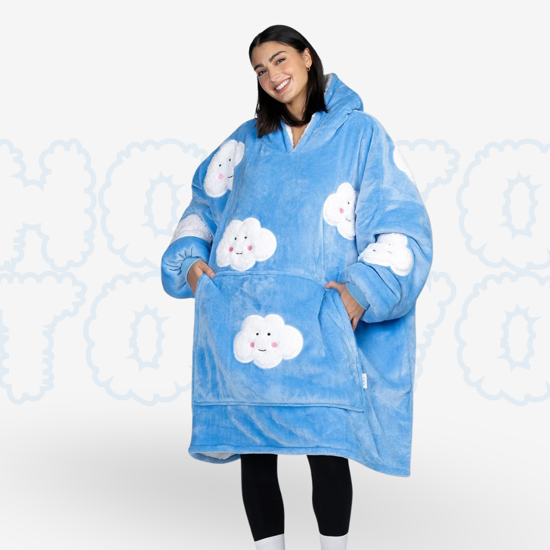 Hotto Tokyo™ ふわもこ着るブランケット・フード付き（雲柄）