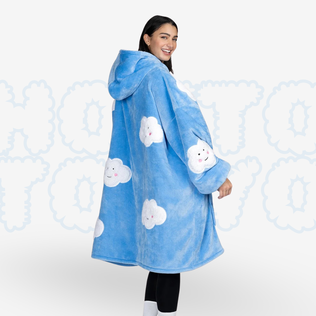Hotto Tokyo™ ふわもこ着るブランケット・フード付き（雲柄）