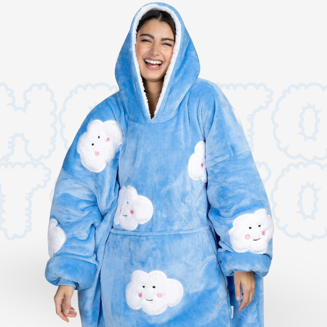 Hotto Tokyo™ ふわもこ着るブランケット・フード付き（雲柄）