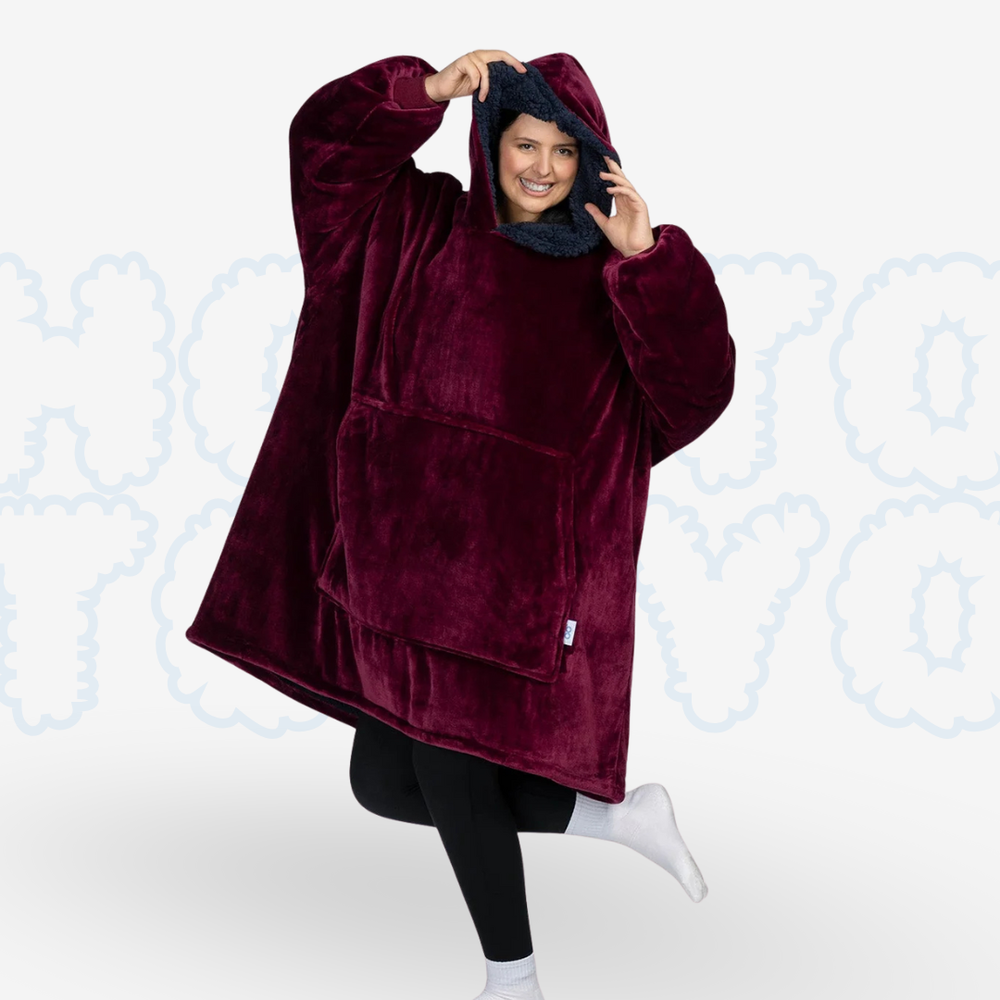 Hotto Tokyo™ ふわもこ着るブランケット・フード付き（バーガンディ）