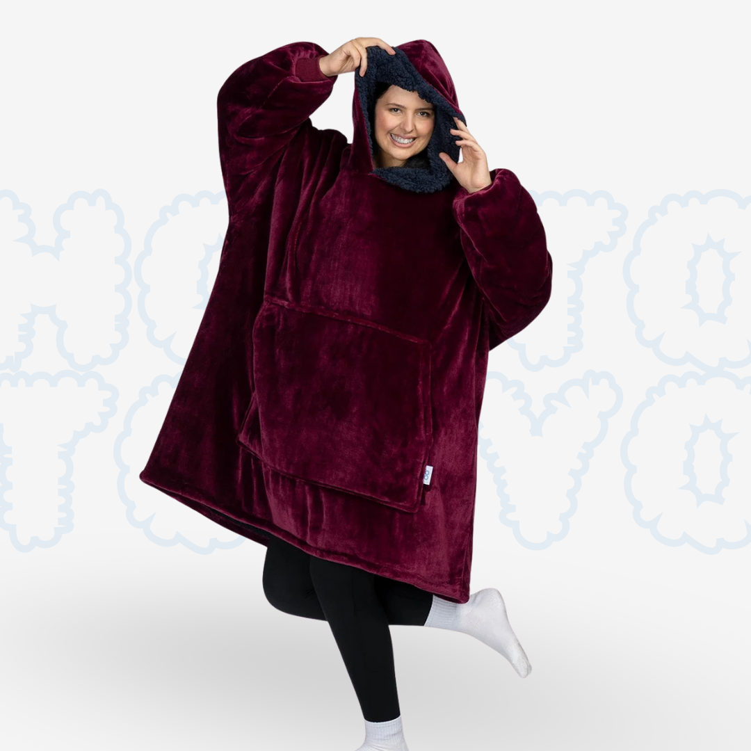 Hotto Tokyo™ ふわもこ着るブランケット・フード付き（バーガンディ）
