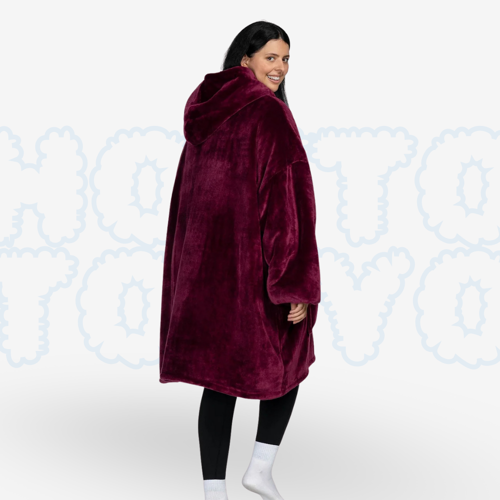 Hotto Tokyo™ ふわもこ着るブランケット・フード付き（バーガンディ）
