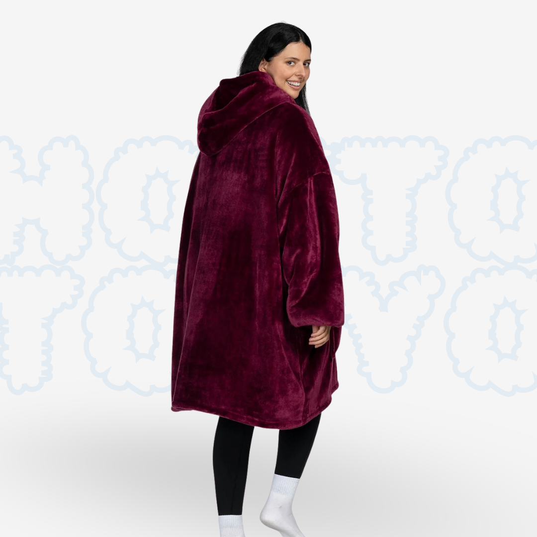 Hotto Tokyo™ ふわもこ着るブランケット・フード付き（バーガンディ）